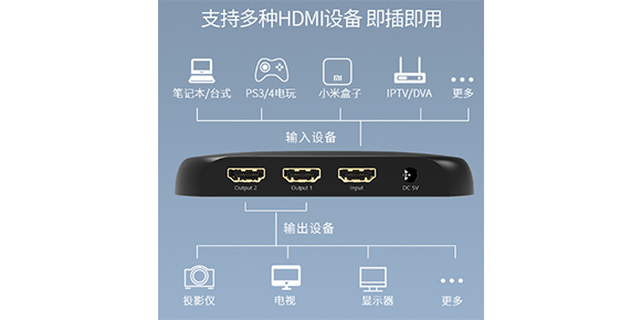 胜为4K超清2口HDMI视频分配器HP-902可连接设备